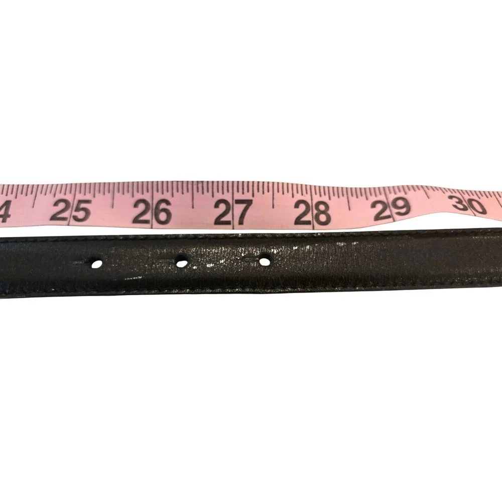 Paloma Picasso Vintage Black Leather Skinny Belt‎ Gold Triple X Buckle Womens S